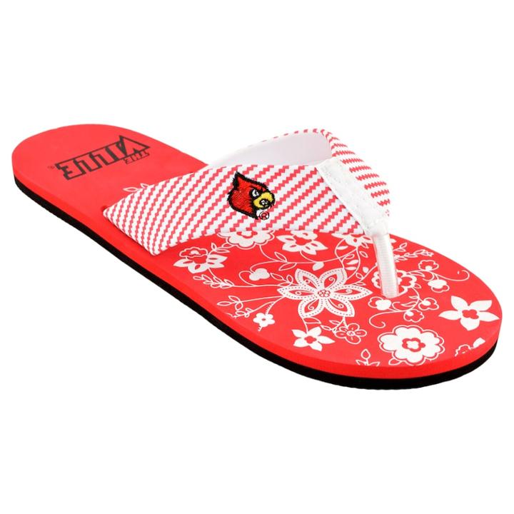 Women's Louisville Cardinals Floral Flip Flop Sandals, Size: Xl, Multi