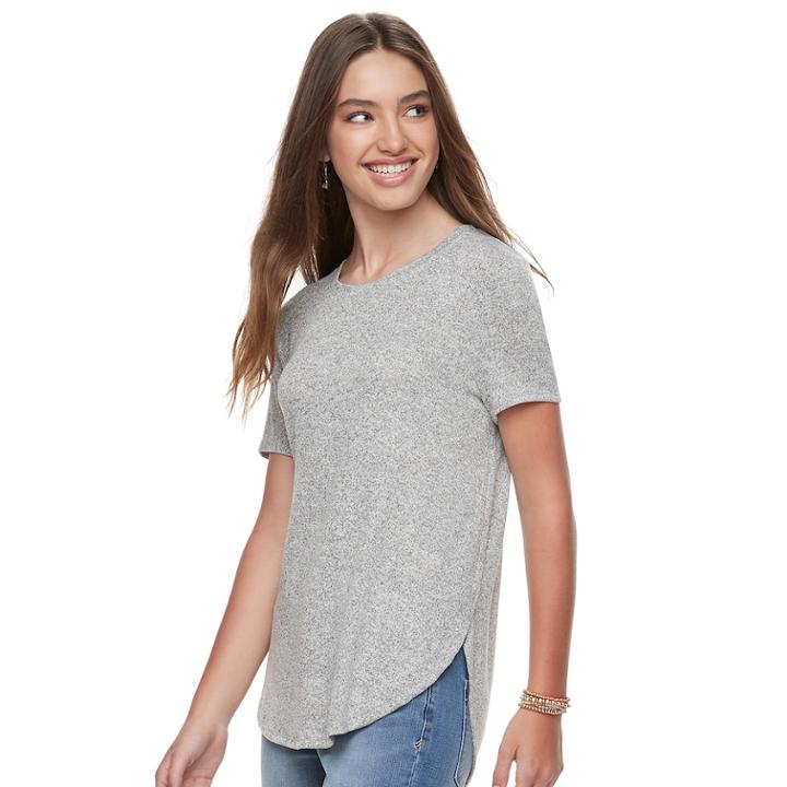 Juniors' Mudd&reg; Shirttail Short Sleeve Tee, Teens, Size: Small, Oxford