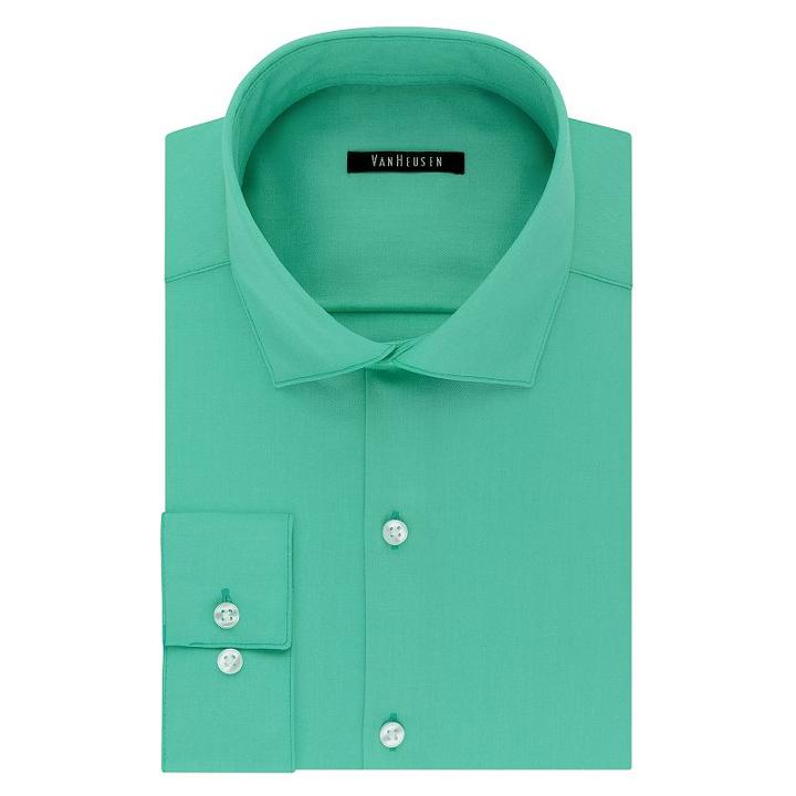 Men's Van Heusen Slim-fit Lux Sateen No-iron Dress Shirt, Size: 16.5-32/33, Green Oth