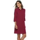 Women's Dana Buchman Hidden Placket Shirt Dress, Size: Small, Dark Red
