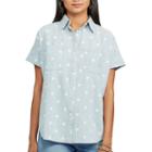 Petite Chaps Polka-dot Chambray Shirt, Women's, Size: Xs Petite, Blue