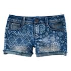 Girls 7-16 & Plus Size Mudd&reg; Tie-dye Mixed Print Shortie Jean Shorts, Size: 10, Blue