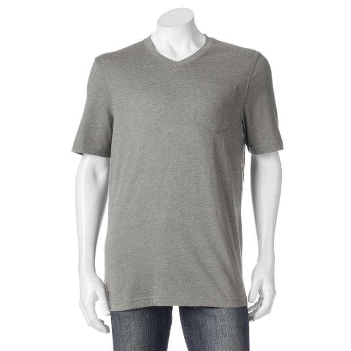 Big & Tall Croft & Barrow&reg; Signature Pocket V-neck Tee, Men's, Size: Xl Tall, Med Grey