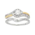 14k Gold 1 Carat T.w. Igl Certified Diamond Halo Engagement Ring Set, Women's, Size: 8