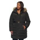 Plus Size Apt. 9&reg; Hooded Faux-fur Trim Puffer Jacket, Women's, Size: 2xl, Black
