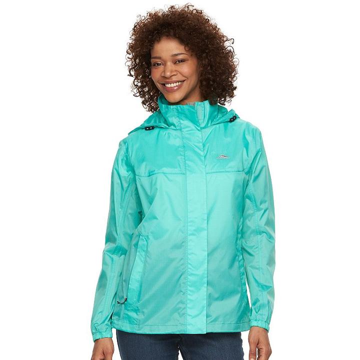 Women's High Sierra Easy Trek Hooded Packable Rain Jacket, Size: Small, Blue