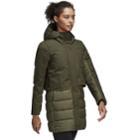 Women's Adidas Outdoor Hooded Climawarm Down Jacket, Size: Small, Med Green
