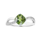 Sterling Silver Peridot & Diamond Accent Cushion Bypass Ring, Women's, Size: 6, Green