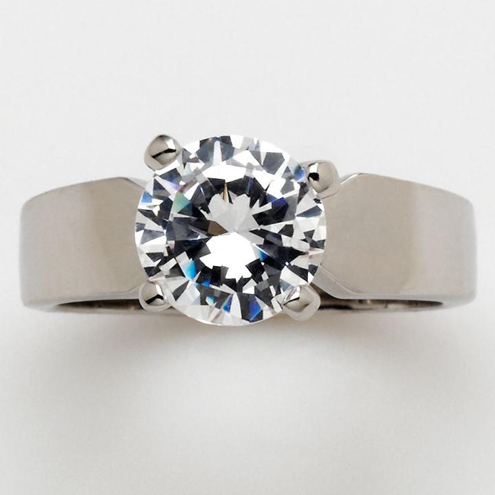 Silver-tone Cubic Zirconia Solitaire Ring, Women's, Size: 6, White