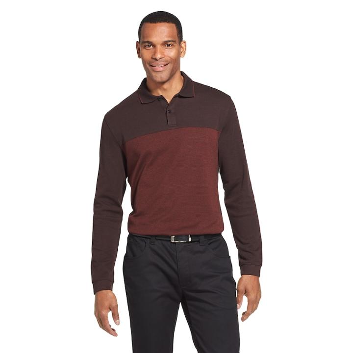 Men's Van Heusen Flex Classic-fit Colorblock Polo, Size: Medium, Dark Red