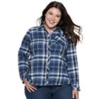 Plus Size Sonoma Goods For Life&trade; Essential Supersoft Flannel Shirt, Women's, Size: 2xl, Dark Blue