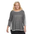 Plus Size Cathy Daniels Colorblock High-low Top, Women's, Size: 1xl, Dark Light Gray