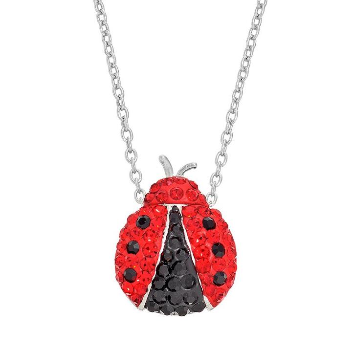 Crystal Ladybug Pendant Necklace, Women's, Red