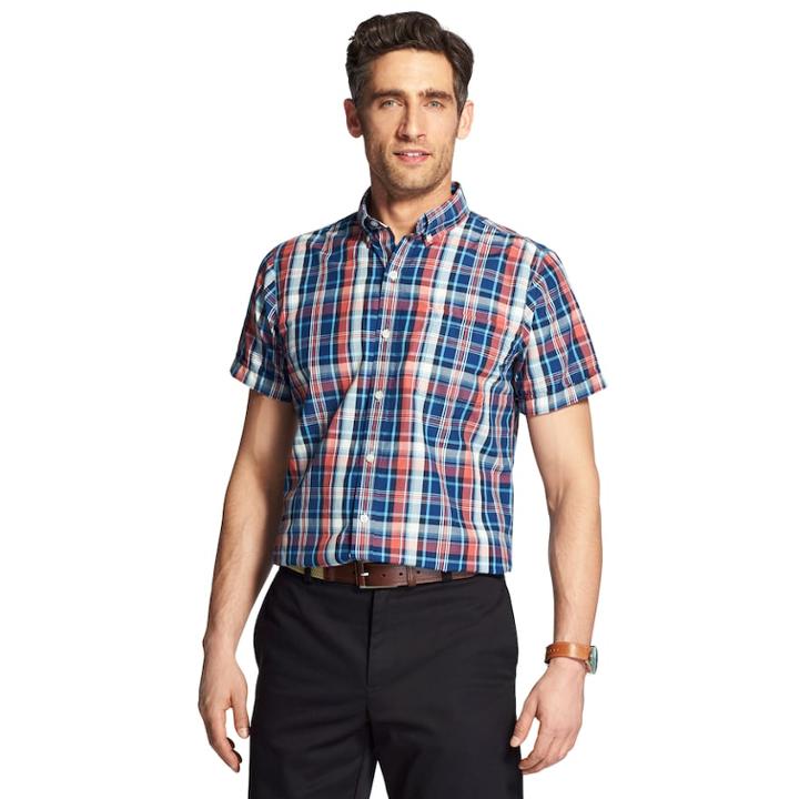 Men's Izod Cool Fx Breeze Classic-fit Plaid Casual Button-down Shirt, Size: Large, Brt Blue