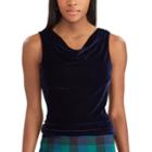 Women's Chaps Velvet Cowlneck Top, Size: Large, Blue (navy)