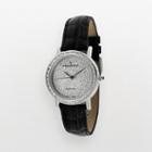 Peugeot Women's Crystal Leather Watch - J1287m, Black