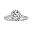 Diamonore Simulated Diamond Halo Engagement Ring In Sterling Silver (1 1/2 Ct. T.w.), Women's, Size: 7, White