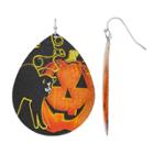 Black Cat & Pumpkin Teardrop Earrings, Women's, Multicolor