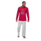 Big & Tall Jammies For Your Families Don't Get Your Tinsel In A Tangle Top & Fleece Bottoms Pajama Set, Men's, Size: L Tall, White