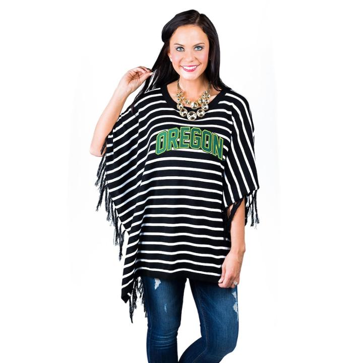 Women's Gameday Couture Oregon Ducks Fringed Poncho, Size: Xs/s, Grey (charcoal)