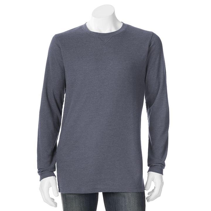 Men's Hanes Ultimate X-temp Waffle-weave Thermal Tee, Size: Large, Blue