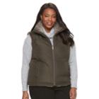 Plus Size Kc Collections Quilted Reversible Vest, Women's, Size: 3xl, Green Oth