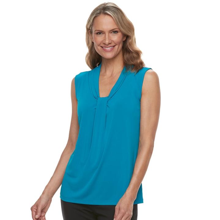 Women's Dana Buchman Knot-front Top, Size: Small, Dark Blue