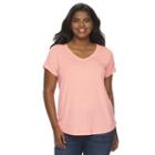 Juniors' Plus Size So&reg; Short Sleeve V-neck Tee, Girl's, Size: 3xl, Brt Pink