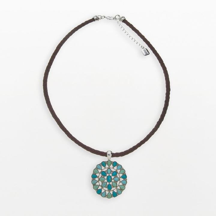 Chaps Cabochon Medallion Pendant, Women's, Blue