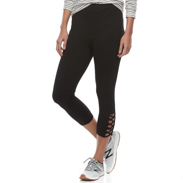 Women's French Laundry Cutout Crisscross Crop Leggings, Size: Xl, Oxford