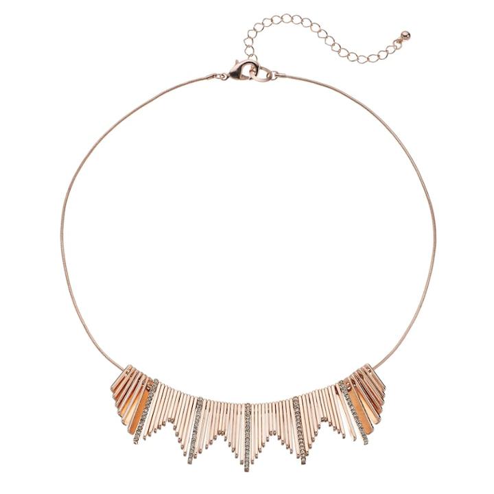 Pave Bar Statement Necklace, Women's, Pink