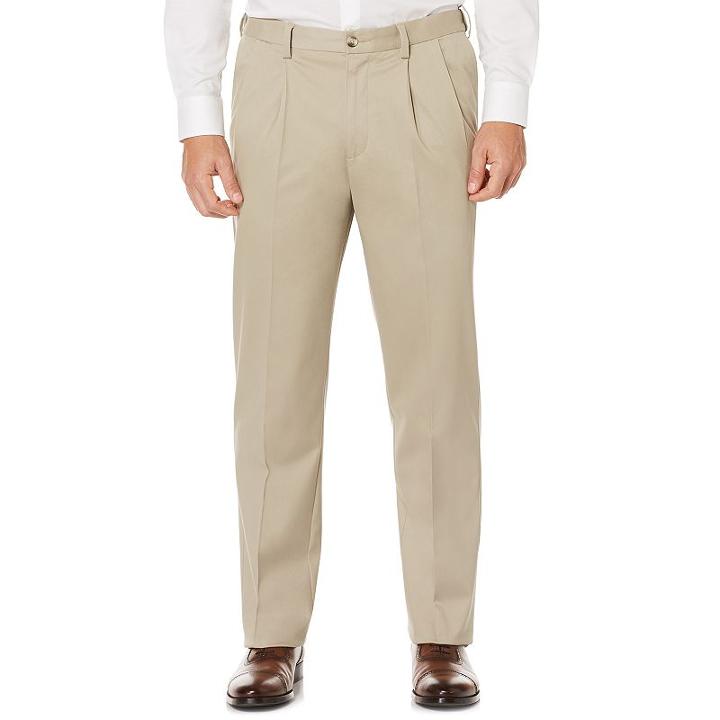 Men's Savane Ultimate Straight-fit Performance Pleated Chino Pants, Size: 36x30, Med Beige