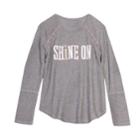 Girls 7-16 Harper & Elliott Lace Trim Textured Graphic Tee, Size: Large, Grey (charcoal)