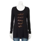 Women's Apt. 9&reg; Graphic Tunic, Size: Small, Black