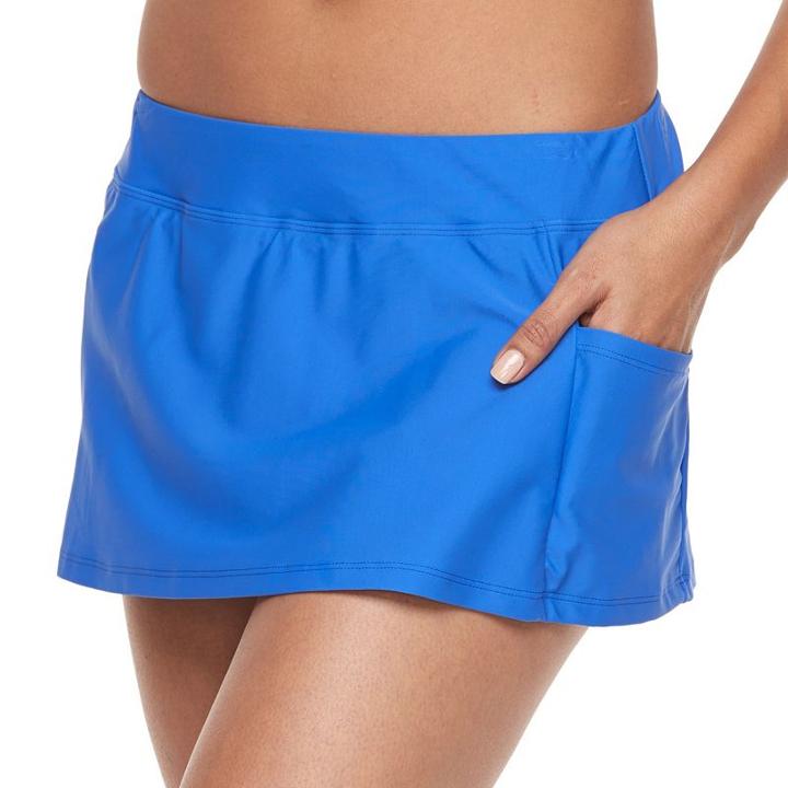 Women's Splashletics Solid Skirtini Bottoms, Size: Xl, Med Blue