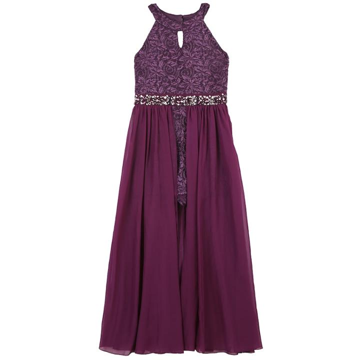 Girls 7-16 Speechless Lace Maxi Overlay Dress, Size: 16, Drk Purple