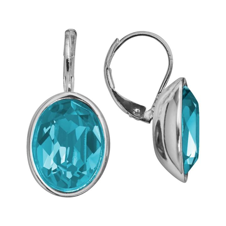 Illuminaire Silver-plated Crystal Oval Drop Earrings - Made With Swarovski Crystals, Women's, Blue