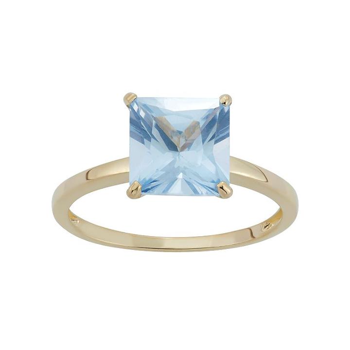 Lab-created Aquamarine 10k Gold Ring, Women's, Size: 8, Blue