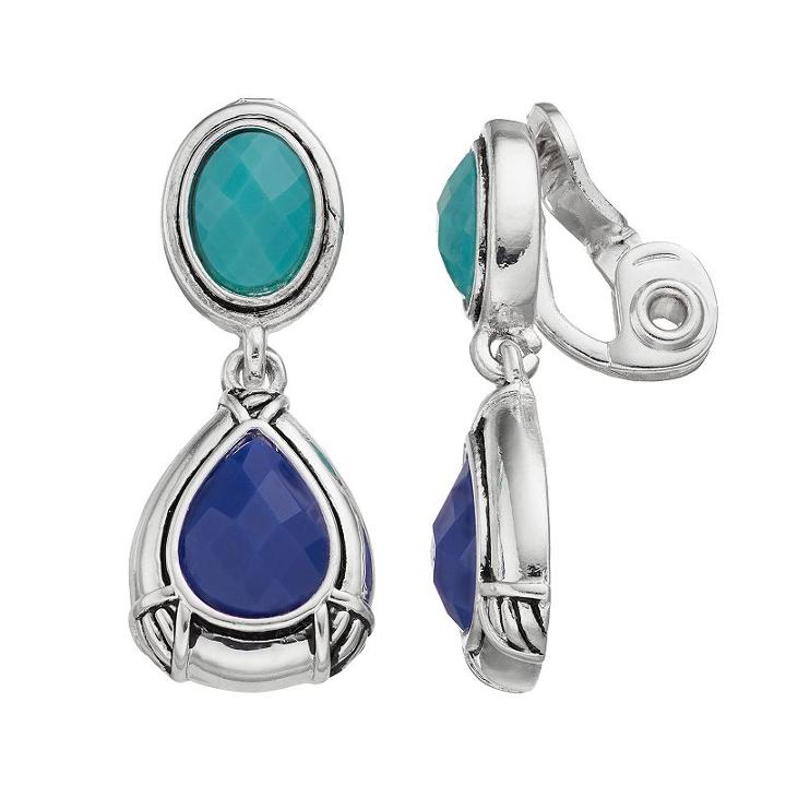 Napier Blue Teardrop Clip On Earrings, Women's
