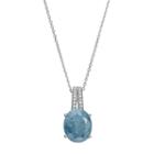 Sterling Silver Ice Cubic Zirconia Oval Pendant Necklace, Women's, Size: 18, Blue