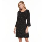 Women's Apt. 9&reg; Bell Sleeve Fit & Flare Dress, Size: Xs, Oxford