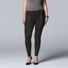 Women's Simply Vera Vera Wang Piped Seam Ponte Leggings, Size: Large, Black