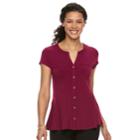 Women's Dana Buchman Peplum Hem Shirt, Size: Large, Dark Pink