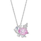 Sterling Silver Lab-created Pink, White & Blue Sapphire Flying Pig Pendant, Women's, Size: 18