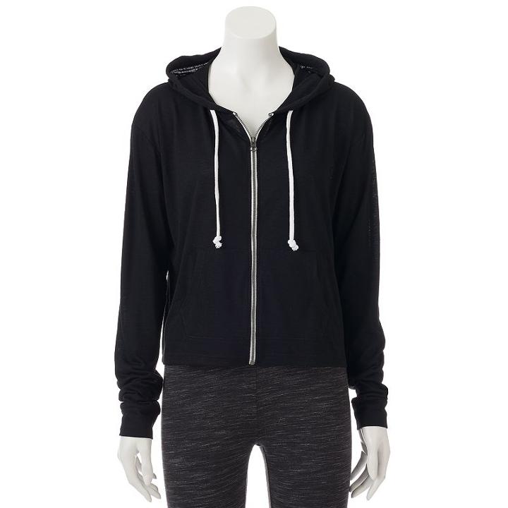 Juniors' So&reg; Perfectly Soft Zip Up Hoodie, Teens, Size: Xl, Black