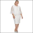 Plus Size Maya Brooke Embellished Sheath Dress & Lace Jacket Set, Women's, Size: 18 W, White