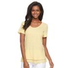 Women's Croft & Barrow&reg; Lace Hem Linen Tee, Size: Xxl, Gold