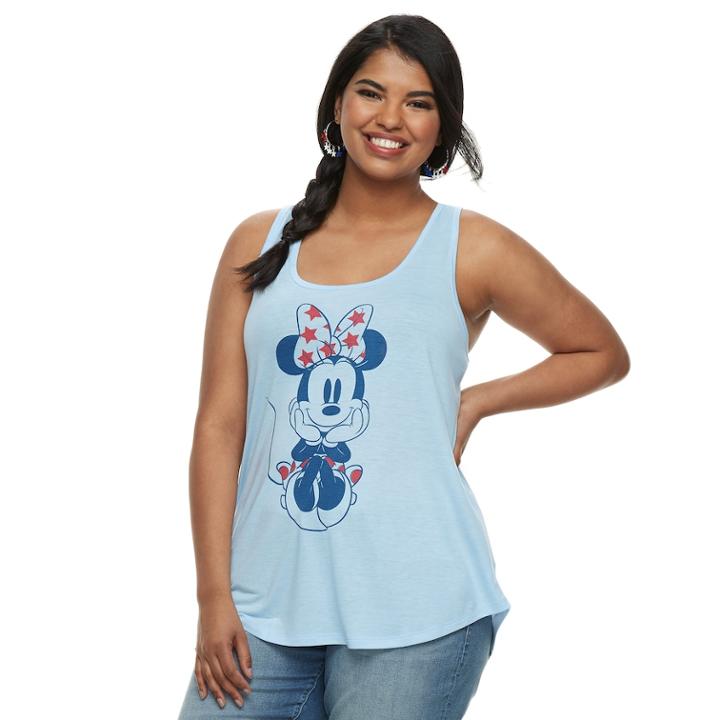 Juniors' Plus Size Disney's Minnie Mouse Americana Tank Top, Size: 3xl, Purple