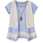 Girls 7-16 Speechless Crochet Vest & Sharkbite Hem Tunic Set With Necklace, Girl's, Size: Xl, Red Overfl