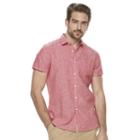 Men's Marc Anthony Slim-fit Linen-blend Button-down Shirt, Size: Small, Brt Red